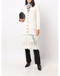 Пальто кардиган крупной вязки с бахромой Blumarine