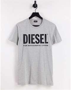 Серая футболка с крупным логотипом T Diego Logo Diesel