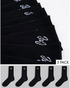 Набор из 5 пар черных теннисных носков Jack & jones