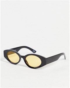 Солнцезащитные очки в черной овальной оправе с желтыми линзами Asos design