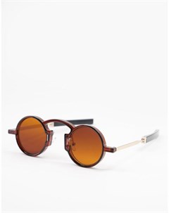 Коричневые круглые солнцезащитные очки в стиле унисекс с коричневыми стеклами Euph Spitfire
