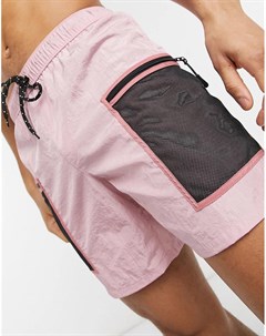 Короткие розовые шорты для плавания с карманами карго Asos design