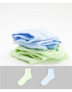 Набор из 2 пар носков до щиколотки из зигзагообразного трикотажа голубого и зеленого цвета Asos design