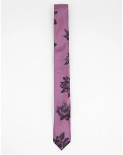 Темно розовый узкий галстук с цветочным принтом Bolongaro trevor