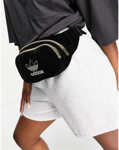 Черная бархатная сумка кошелек на пояс Adicolor Adidas originals