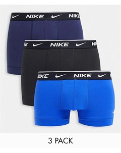 Набор из 3 хлопковых эластичных боксеров брифов черного темно синего синего цветов Nike