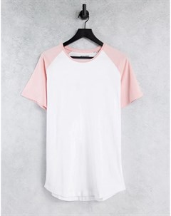 Белая футболка с рукавами реглан розового цвета Originals Jack & jones