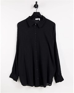 Черная пляжная рубашка из жатого материала Asos design