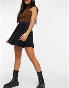 Плиссированная трикотажная мини юбка черного цвета Asos design