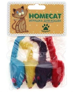 Игрушка для кошек Мышка с погремушкой плюш 5 см уп 4 шт 1 шт Homecat
