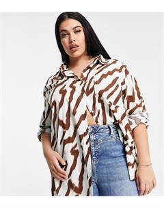 Oversized рубашка с тигровым принтом Glamorous curve
