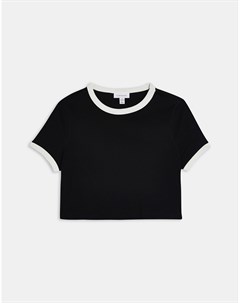 Черная укороченная футболка Topshop
