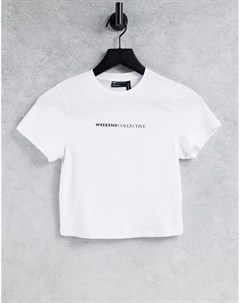 Белая облегающая футболка с логотипом Asos weekend collective