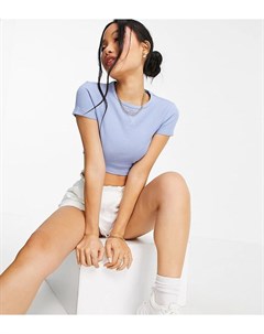 Облегающий топ голубого выбеленного цвета из вафельного трикотажа ASOS DESIGN Petite Asos petite