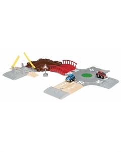 Игровой набор с автодорогой мостом и переездом 14 элементов Brio