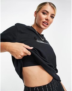 Свободная черная футболка с высоким воротником и короткими рукавами Dri Fit Nike training