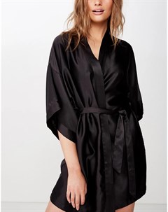 Атласный халат кимоно черного цвета Cotton:on