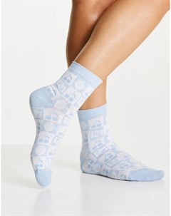 Голубые носки до щиколотки в шахматную клетку Asos design
