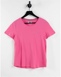 Розовая мягкая трикотажная футболка Tommy jeans
