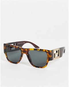 Солнцезащитные очки в квадратной коричневой оправе Versace