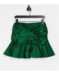 Эксклюзивная мини юбка изумрудно зеленого цвета со сборками от комплекта Collective the label