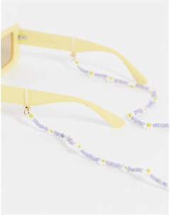 Сиреневая цепочка для солнцезащитных очков с бусинами и ромашками Bay Monki