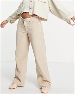 Кремовые вельветовые джинсы свободного кроя в винтажном стиле с заниженной талией Asos design