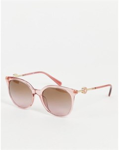 Большие женские круглые солнцезащитные очки в розовой оправе Versace
