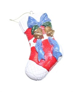 Елочное украшение Подарочный носок 12 5 см Новогодняя сказка