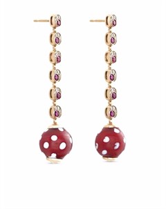 Серьги Pois Pois из розового золота с бриллиантами и рубинами Francesca villa