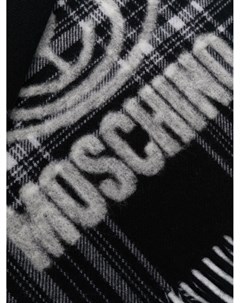 Шарф в клетку тартан с логотипом Moschino