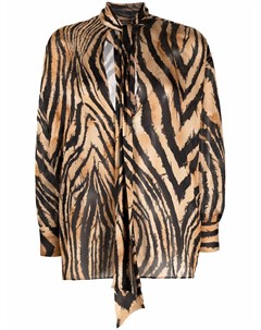 Блузка с завязками и тигровым принтом Roberto cavalli
