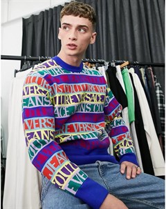Трикотажный джемпер с повторяющимся логотипом Versace jeans couture