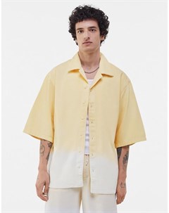 Желто белая рубашка с отложным воротником от комплекта Bershka