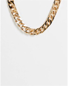 Золотистое ожерелье цепочка с крупными квадратными звеньями Asos design