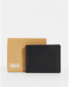 Черный кожаный бумажник с отделением для монет Asos design