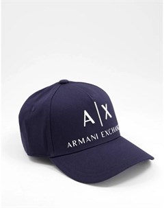 Темно синяя бейсболка с текстовым логотипом AX Armani exchange