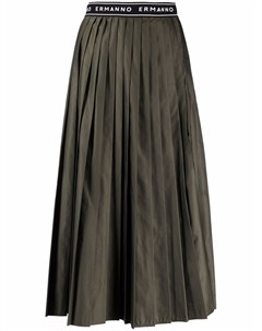 Плиссированная юбка миди с логотипом Ermanno ermanno