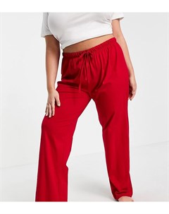 Красные трикотажные пижамные штаны с прямыми штанинами от комплекта ASOS DESIGN Curve Asos curve