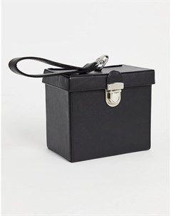 Фактурная черная сумка в форме коробки из искусственной кожи с ручкой Asos design