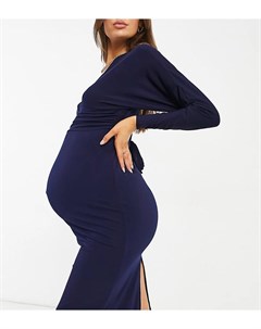 Темно синее облегающее платье с длинными рукавами Maternity Queen bee
