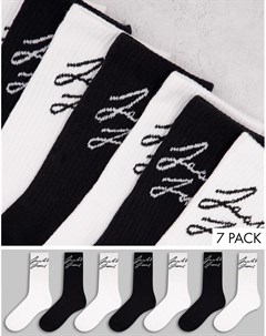 Набор из 7 пар белых и черных носков Jack & jones