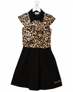 Платье с леопардовыми вставками Moschino kids