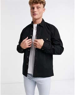 Черная куртка рубашка из саржи Asos design