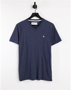 Темно синяя футболка с v образным вырезом Abercrombie & fitch