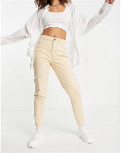 Бежевые джинсы в винтажном стиле с завышенной талией Pieces