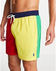 Разноцветные шорты для плавания в стиле колор блок с логотипом в виде игрока в поло Traveler Polo ralph lauren