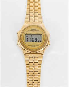 Золотистые часы браслет в стиле унисекс с круглым циферблатом Vintage A171WEG 9AEF Casio