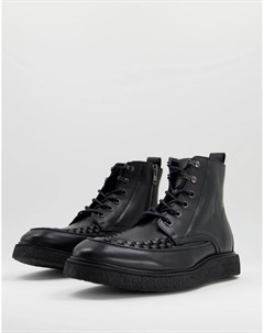 Черные кожаные ботинки в минималистичном стиле на шнуровке All Saints Arden Allsaints