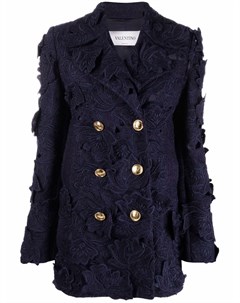 Двубортное пальто с аппликацией Valentino
